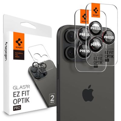 Spigen Optik Pro L-Series Glas.tR EZ Fit Panzerglas für iPhone 14 Pro / Pro Max / 15 Pro / Pro Max / 16 Pro / 16 Pro Max / 17 Pro / 17 Pro Max – Schwarz mit rotem Rand