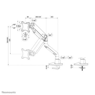 12. Neomounts DS70S-950BL1 Monitorhalterung/Ständer 124,5 cm (49") Schreibtisch Schwarz