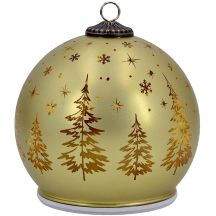 Dekorative Glas-LED-Weihnachtskugel 12 cm, funkelnd, drehend, Gold, MICA