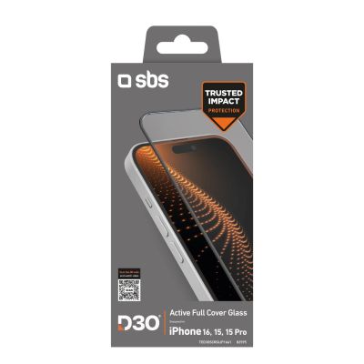2. SBS Tempered Glass D3O mit Rahmen für iPhone 16 / iPhone 15
