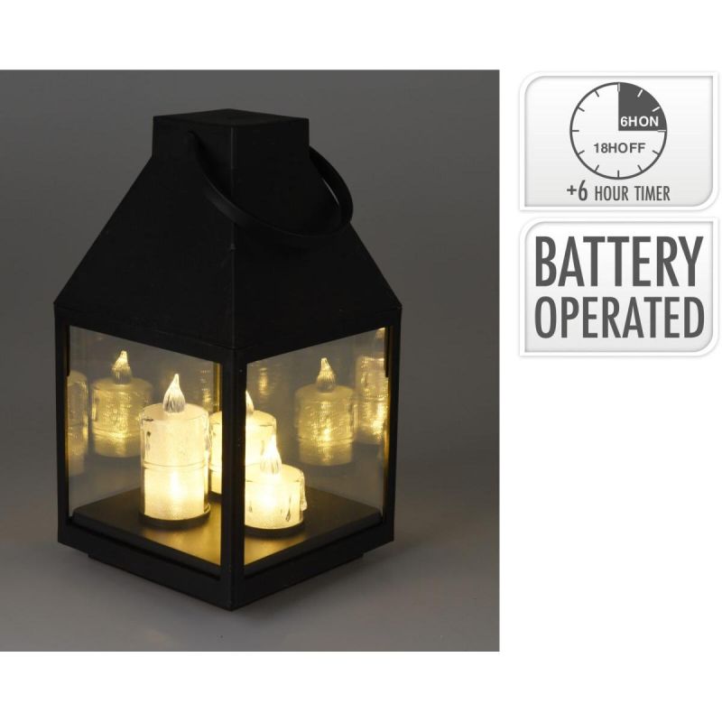6. Adventslaterne, LED, 25 cm, 3 Kerzen