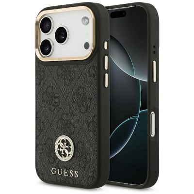 Guess 4G Strass Logo MagSafe Hülle für iPhone 17 Pro - Schwarz
