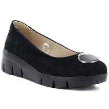 Schwarze Keilschuhe aus Leder für Damen, Vinceza 95412