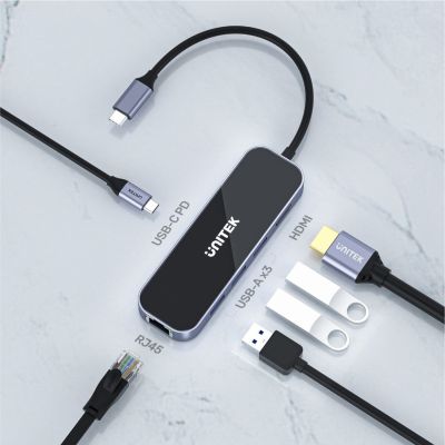4. UNITEK Hub USB-C 3.1, RJ-45, 3x USB-A, HDMI, 4K, PD100W