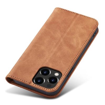 12. Magnet Fancy Case Case für iPhone 13 Pro Max Tasche Brieftasche Kartenhalter Braun