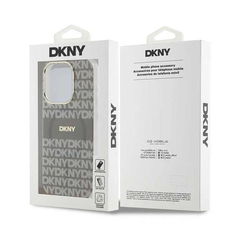 8. DKNY IML Mono & Stripe MagSafe Hülle für iPhone 15 Pro – Beige