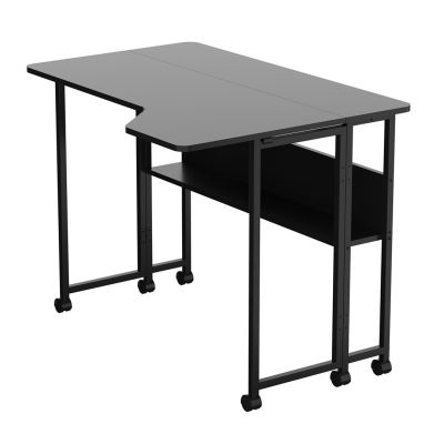 7. Klappbarer Schreibtisch/Tisch von MACLEAN, schwarz, mobil, 100 x 73 cm, max. 50 kg, abgewinkelt, L-förmig, MC-126 L/B