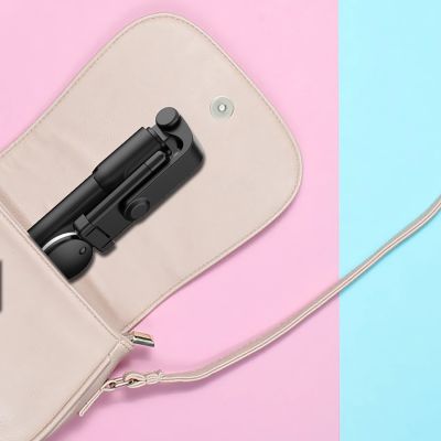 15. Selfie-Stick WR1YXS Teleskopstativ 0,71 m mit runder Lampe – Schwarz