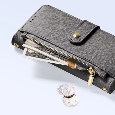 8. Dux Ducis Lawa Lederhülle für iPhone 16 Pro Max mit abnehmbarer magnetischer Brieftasche - Grau