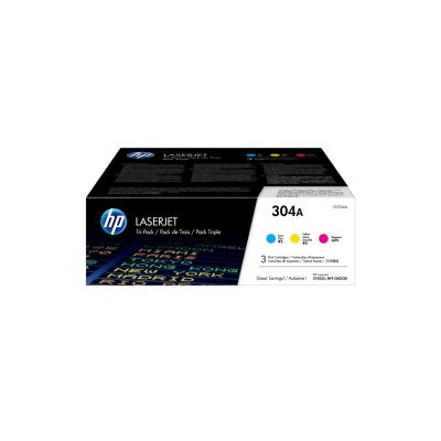 102. HP 304A 3er-Pack Original LaserJet Tonerkartuschen: Cyan/Magenta/Gelb
