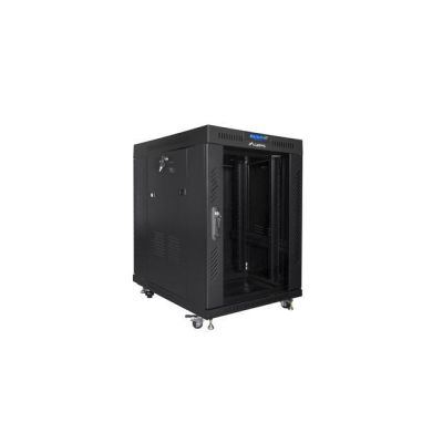 6. 19" 15U 600x800 schwarzes LCD-Rackgehäuse mit Glastür von Lanberg (Flat Pack) V2