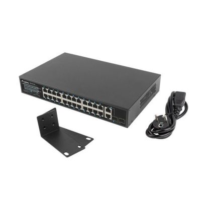 5. LANBERG Switch Rack 19" RSFE-24P-2C-360 24x 100MB PoE+/2x Combo Gigabit 360W