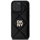 3. DKNY – Gesteppte iPhone 16 Pro-Hülle mit Stapellogo – Schwarz