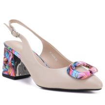 Beige Pumps mit dekorativem Absatz, Modell Vinceza 62278