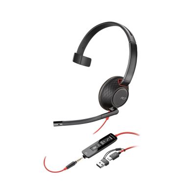 16. POLY Blackwire 5210 Einohr-USB-C-Headset + 3,5-mm-Klinkenstecker + USB-C/A-Adapter