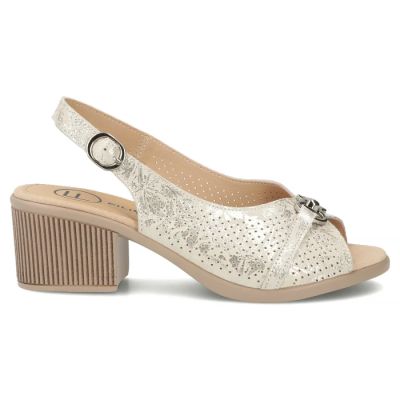 2. Damen-Ledersandalen mit Blockabsatz, goldfarben, Filippo DS7645