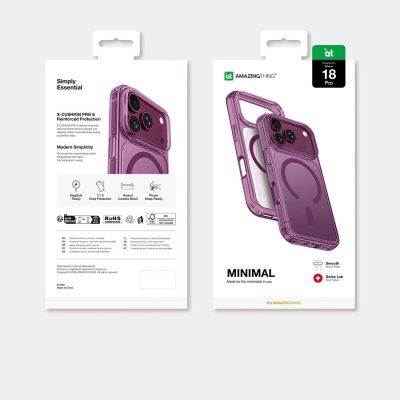 8. AmazingThing Minimal Mag Drop Proof Case 3 Lens für iPhone 18 Pro mit Trageschlaufe und MagSafe-Kompatibilität – Lila
