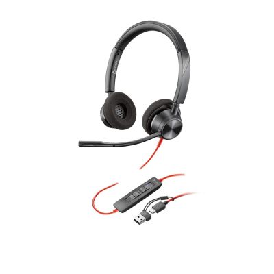 6. Poly Blackwire 3320 Stereo-Headset mit MS Teams-Zertifizierung, USB-C + USB-C/A-Adapter, 8 x 220 AA
