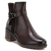 Gefütterte Damen-Ankle-Boots mit Blockabsatz, braun, Potocki SZ12873