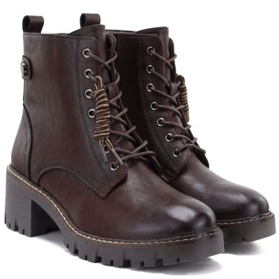 4. Braune Damen-Lederstiefeletten mit Blockabsatz M.Daszyński OL77-3