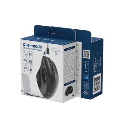 8. GEMBIRD Kabellose Maus Dual-Modus (2,4 GHz + Bluetooth) 2400 DPI, 6 Tasten, Schwarz