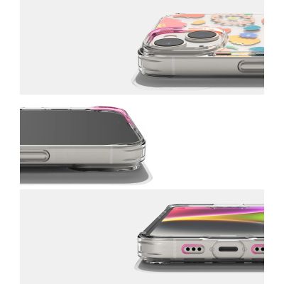 10. Ringke Fusion Design Armoured Sleeve Cover mit Gelrahmen für iPhone 14 Plus transparent (Floral) (FD637E31)