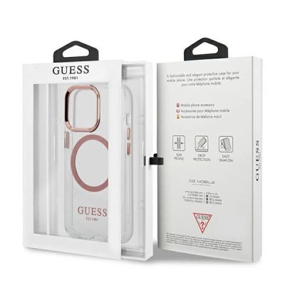 8. Guess Metal Outline MagSafe Hülle für iPhone 13 Pro / iPhone 13 – Pink