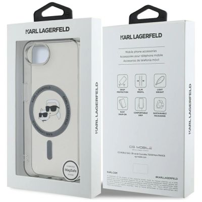 8. Karl Lagerfeld IML Metal Karl & Choupette Heads MagSafe iPhone 16e Hülle - Schwarz