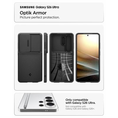 5. Spigen Optik Armor Schutzhülle für Samsung Galaxy S26 Ultra – Schwarz