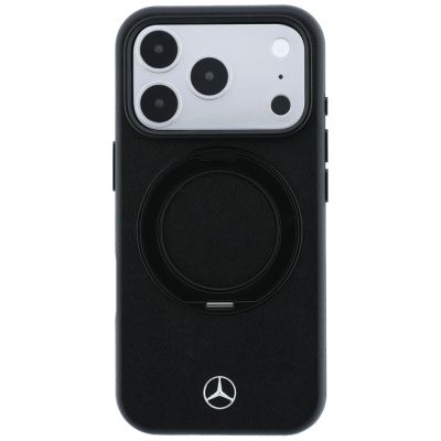 3. Mercedes Lederhülle mit Ringständer und MagSafe-Funktion für iPhone 18 Pro / 17 Pro – Schwarz