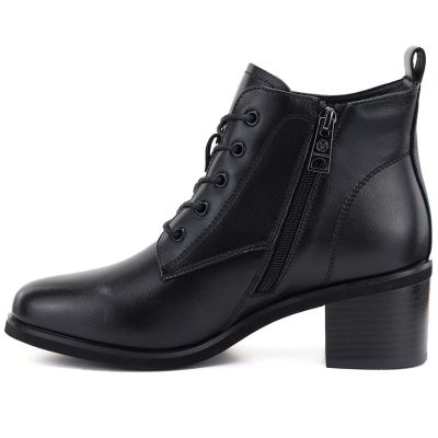 3. Schwarze, hochhackige Schnürstiefeletten aus Leder für Damen, Vinceza EN27-133107