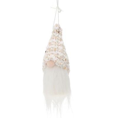 11. Dekorativer Anhänger Weihnachtsmann, 11 cm, weiße Pailletten