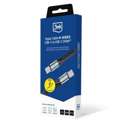 8. 3mk Hyper Cable N-SERIES USB-C / USB-C 1m PD 3.0 QC 3.0 48V / 5A 240W - schwarz