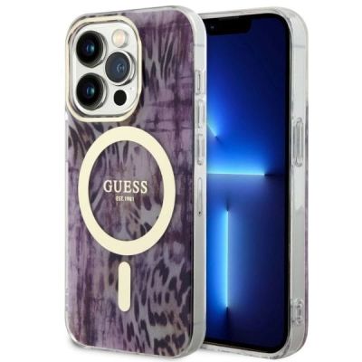 Guess GUHMP14XHLEOPWP iPhone 14 Pro Max 6.7" pink/pink Hardcase Leopard MagSafe