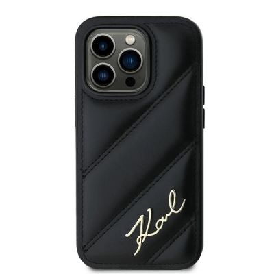 3. Karl Lagerfeld Diagonal Quilted Script Hülle für iPhone 13 Pro / 13 – Schwarz