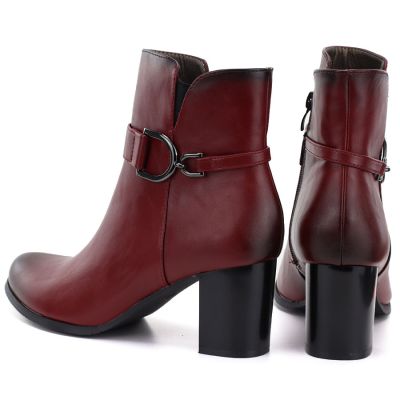 5. Gefütterte Damen-Ankle-Boots mit Blockabsatz, rot, M.Daszyński SA125-32