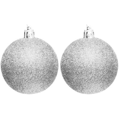 18. Dekorative Plastikkugeln, Safe, 12 Stück, Durchmesser 60 mm, silber