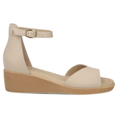 2. Damen-Keilsandalen aus Leder, beige, Filippo DS7635