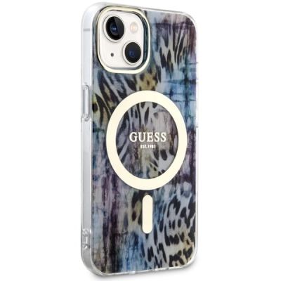 4. Guess Leopard MagSafe-Hülle für iPhone 14 – blau