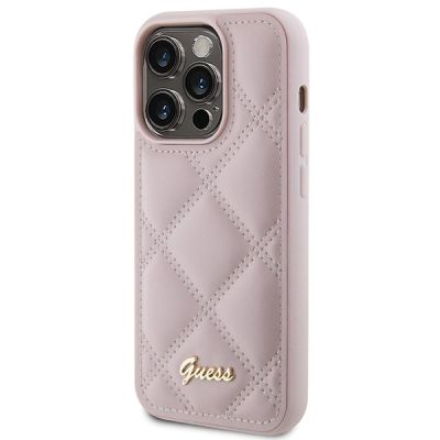 2. Guess Quilted Metal Logo-Hülle für iPhone 15 Pro Max – Rosa