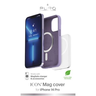 2. Puro Icon Mag MagSafe Silikonhülle für iPhone 14 Pro – Lavendel
