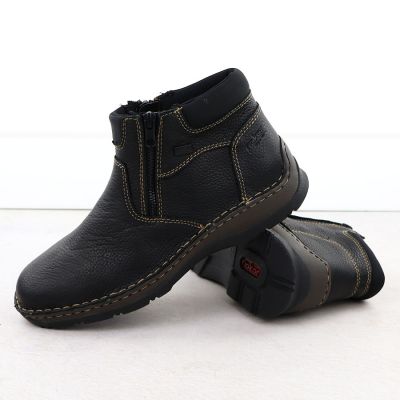4. Herren-Lederstiefeletten mit Reißverschluss, schwarz, Rieker 05362-00