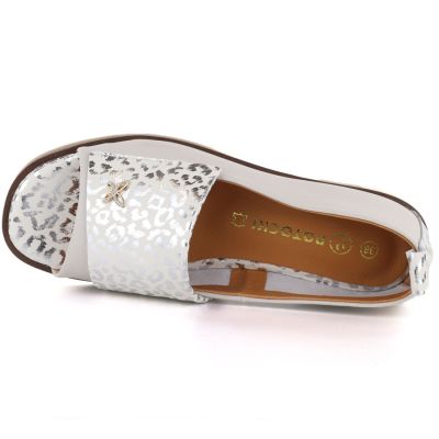 2. Beigefarbene Damen-Lederschuhe mit offener Zehenpartie, Modell Potocki JE19397