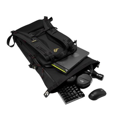 20. ASUS ROG SLASH Backpack Edition 20 Roll-Up Rucksack Schwarz Polyester, gewachstes Leder (zum Hochziehen)