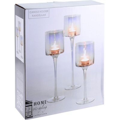 3. GLAS-KERZENSTÄNDER MIT SPIEGELEFFEKT 25, 30, 35 CM