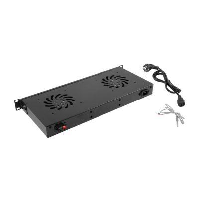 7. LANBERG 1U LCD 19" LÜFTERPANEL MIT THERMOSTAT 2 LÜFTER 230V SCHWARZ