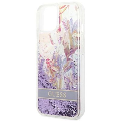 6. Ratet Guess , GUHCP14MLFLSU iPhone 14 Plus 6,7 "violett / lila Hardcase Flower Liquid Glitter