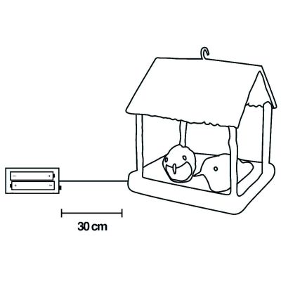 11. LED-VOGELHAUS-DEKORATION 185 x 165 x 230 mm, GRAUES DACH