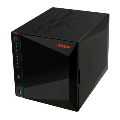 10. AS5404T NAS; Tower; 4x (3,5" SATA HDD/ 2,5" SSD); Intel Celeron N5105; 4 GB DDR4 SODIMM (max. 16 GB), 2x 2,5-GbE, 4x M.2 2280 NVMe PCIe 3.0, 3x USB 3.2 Gen, 1x HDMI 2.0b