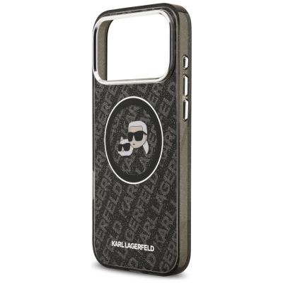 6. Karl Lagerfeld IML Glitter Karl&Choupette Heads Logo MagSafe Case für iPhone 17 Pro Max - Schwarz